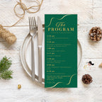 Editable Birthday Program template Green, Retirement Program party, Photo Anniversary Program, Printable Gold Event programme card 80th 60th