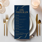 Birthday Program template Navy Blue Program card wedding Event Programme, Retirement Party program design with picture Anniversary program
