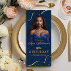 Birthday Program template Navy Blue Program card wedding Event Programme, Retirement Party program design with picture Anniversary program