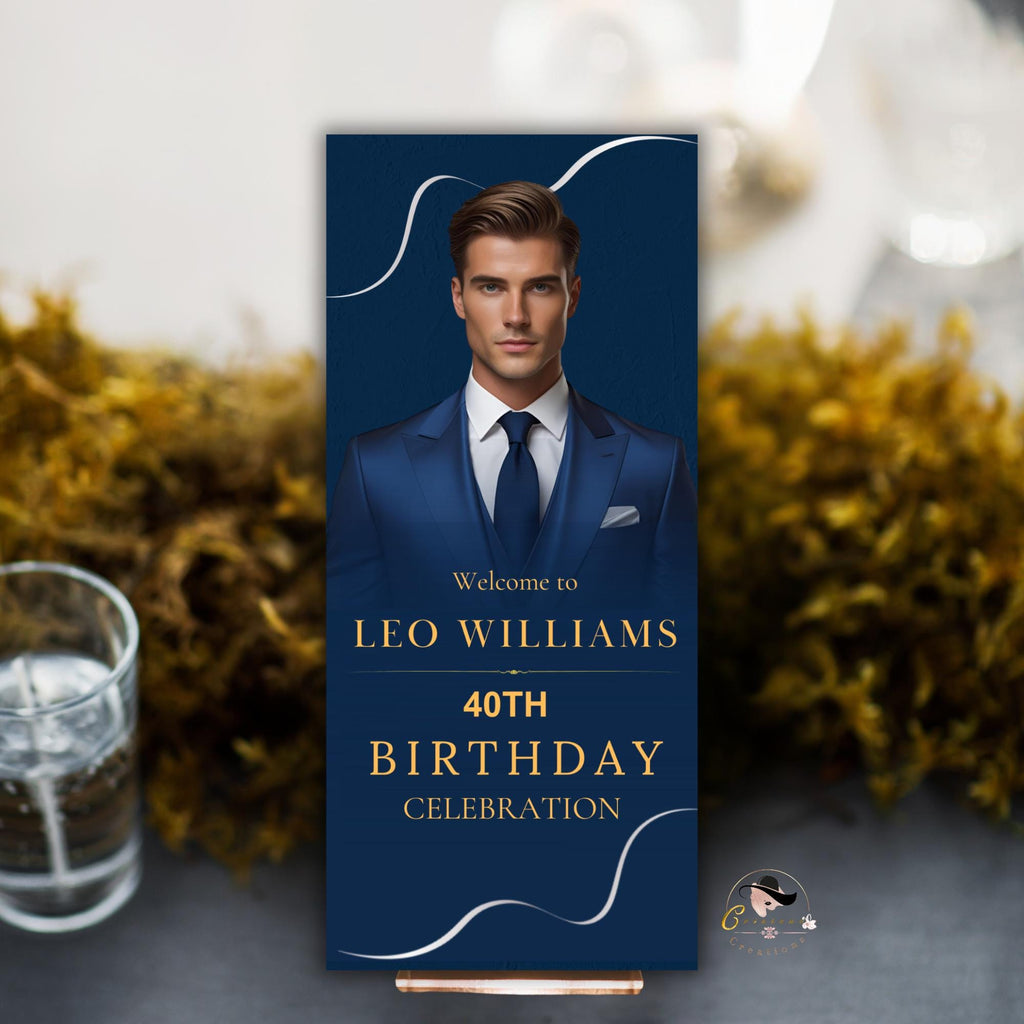 Men Birthday Menu and Program template, Navy Blue Menu card printable Dinner food menu Bachelor party menu Boy whiskey menu, Event Programme