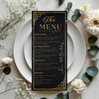 Editable Menu and Program Template Black gold Birthday party menu Retirement Program party Dinner menu Bachelorrete Program cards Printable
