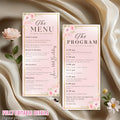 Menu and Program template Rose gold Pink Bridal shower menu Baby shower Program party Birthday Dinner menu card Printable Floral Menu design