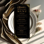 Black gold Menu and Program Template Birthday Party Menu cards Printable Rehearsal Dinner Menu Design Elegant Retirement Program Schedule