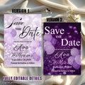 Purple Save the Date invitation Digital Birthday party invite Sweet 16 Save the Date card Printable Wedding Announcement Editable Template