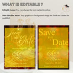 Digital Save the Date Red Gold Birthday Party invite, Editable Retirement Save the Date card Printable Luxury Birthday Dinner Canva Template
