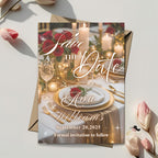Digital Save the Date invitation White Gold Wedding Announcement invite Elegant Birthday Dinner Save the date Card Engagement Party Template