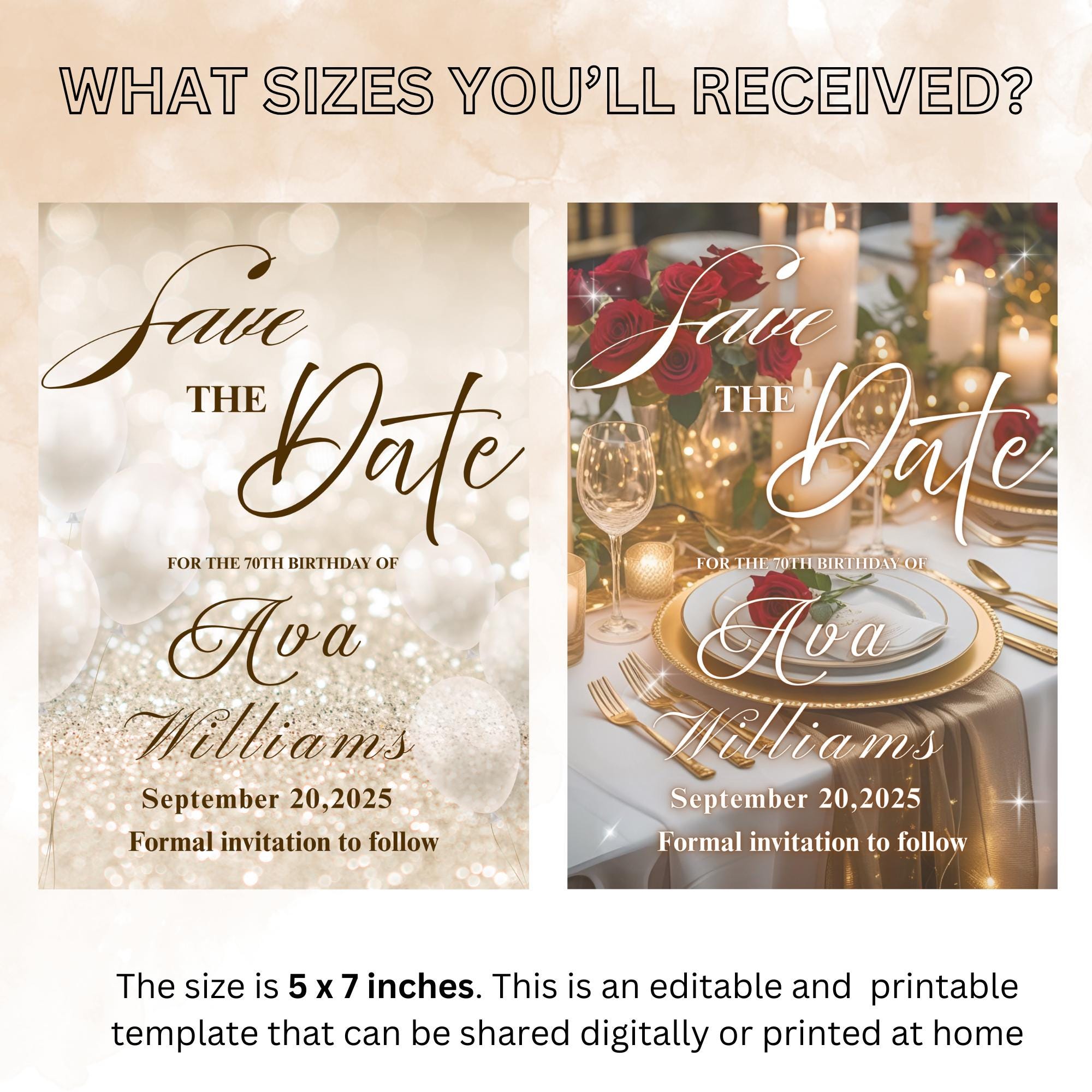 Digital Save the Date invitation White Gold Wedding Announcement invite Elegant Birthday Dinner Save the date Card Engagement Party Template