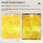 Digital Save the Date invitation White Gold Wedding Announcement invite Elegant Birthday Dinner Save the date Card Engagement Party Template