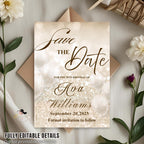 Digital Save the Date invitation White Gold Wedding Announcement invite Elegant Birthday Dinner Save the date Card Engagement Party Template