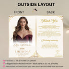 White gold Birthday Program Card Template, Bifold Retirement Party Program with photo, Elegant Order of Events, Printable Timeline Schedule