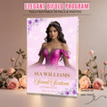 Birthday Program party template Pink Quinceanera Program Rose gold Sweet Sixteen Program card printable with photo Event programme Bifold