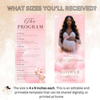 Editable Baby Shower Program Template with photo Pink Baby Shower Itinerary, It's a girl Baby Announcement Order of Events Printable Program
