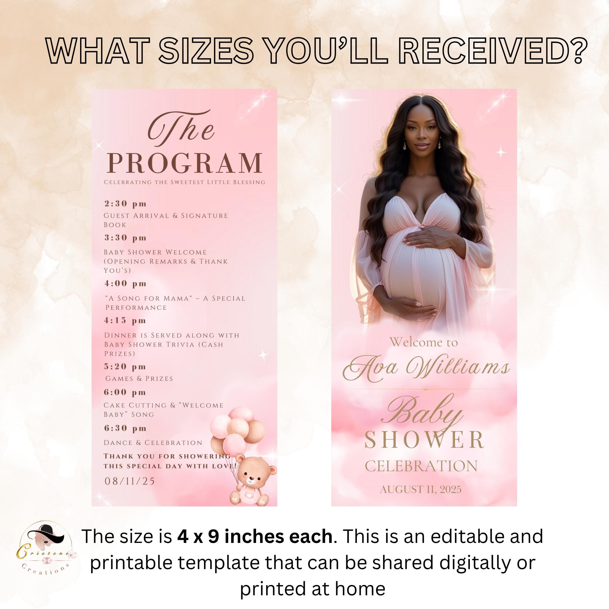 Editable Baby Shower Program Template with photo Pink Baby Shower Itinerary, It's a girl Baby Announcement Order of Events Printable Program
