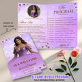 Purple Program template Birthday party program card Bifold Quinceanera Program with photo Retirement program printable Anniversary Programme