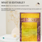 Editable Birthday Dinner Invitation Pink Rose Gold Digital Dinner Party invite Luxury Birthday Dinner card Template Glam Dinner party flyer