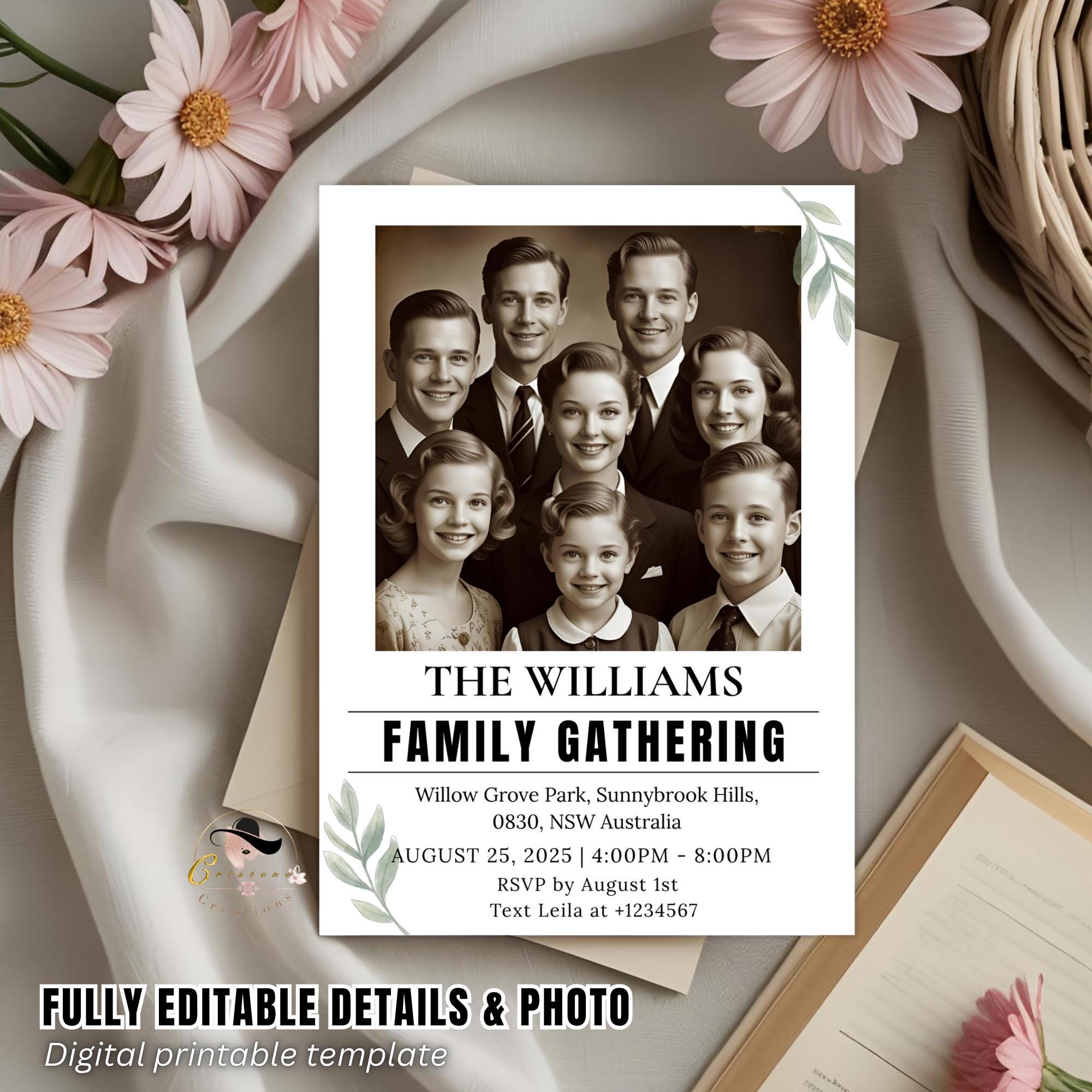 Family Reunion invitation with photo Family gathering Digital invite Family BBQ cookout flyer Annual Reunion Party card Printable template