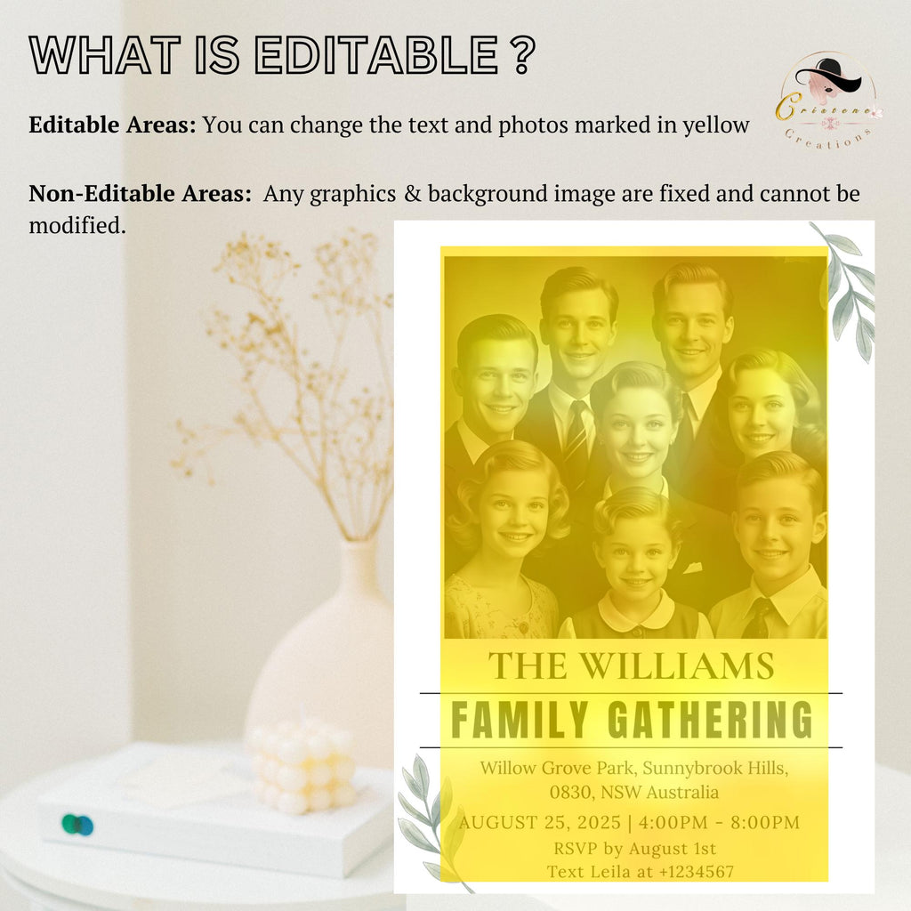 Family Reunion invitation with photo Family gathering Digital invite Family BBQ cookout flyer Annual Reunion Party card Printable template