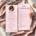 Menu and Program Template with photo Pink Sweet 16 Birthday Dinner Menu party Bridal Shower Menu Program Printable Baby Shower Menu cards
