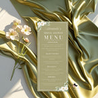 Green Floral Menu and Program, Bridal Shower Menu Card, Engagement Program party, Wedding Anniversary Menu Program Card Printable Template