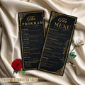 Editable Menu and Program Template Black gold Birthday party menu Retirement Program party Dinner menu Bachelorrete Program cards Printable