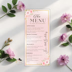 Menu and Program template Rose gold Pink Bridal shower menu Baby shower Program party Birthday Dinner menu card Printable Floral Menu design