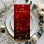 Menu and Program Template Red gold Birthday Dinner menu cards printable Wedding party menu Elegant Event Program schedule Retirement program