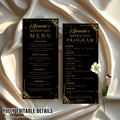 Black gold Menu and Program Template Birthday Party Menu cards Printable Rehearsal Dinner Menu Design Elegant Retirement Program Schedule