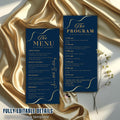 Editable Menu and Program Template Birthday party menu Retirement program card printable Navy Blue Dinner Menu Bridal Shower Event programme