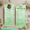 Menu and Program Template Green Gold Birthday Party Menu Program cards Printable, Elegant Dinner Menu card Editable Retirement Event Program
