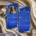 Retirement Program Template Blue Silver Program card Printable Order of events Birthday party program Event schedule Program Floral Design