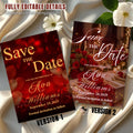 Digital Save the Date Red Gold Birthday Party invite, Editable Retirement Save the Date card Printable Luxury Birthday Dinner Canva Template
