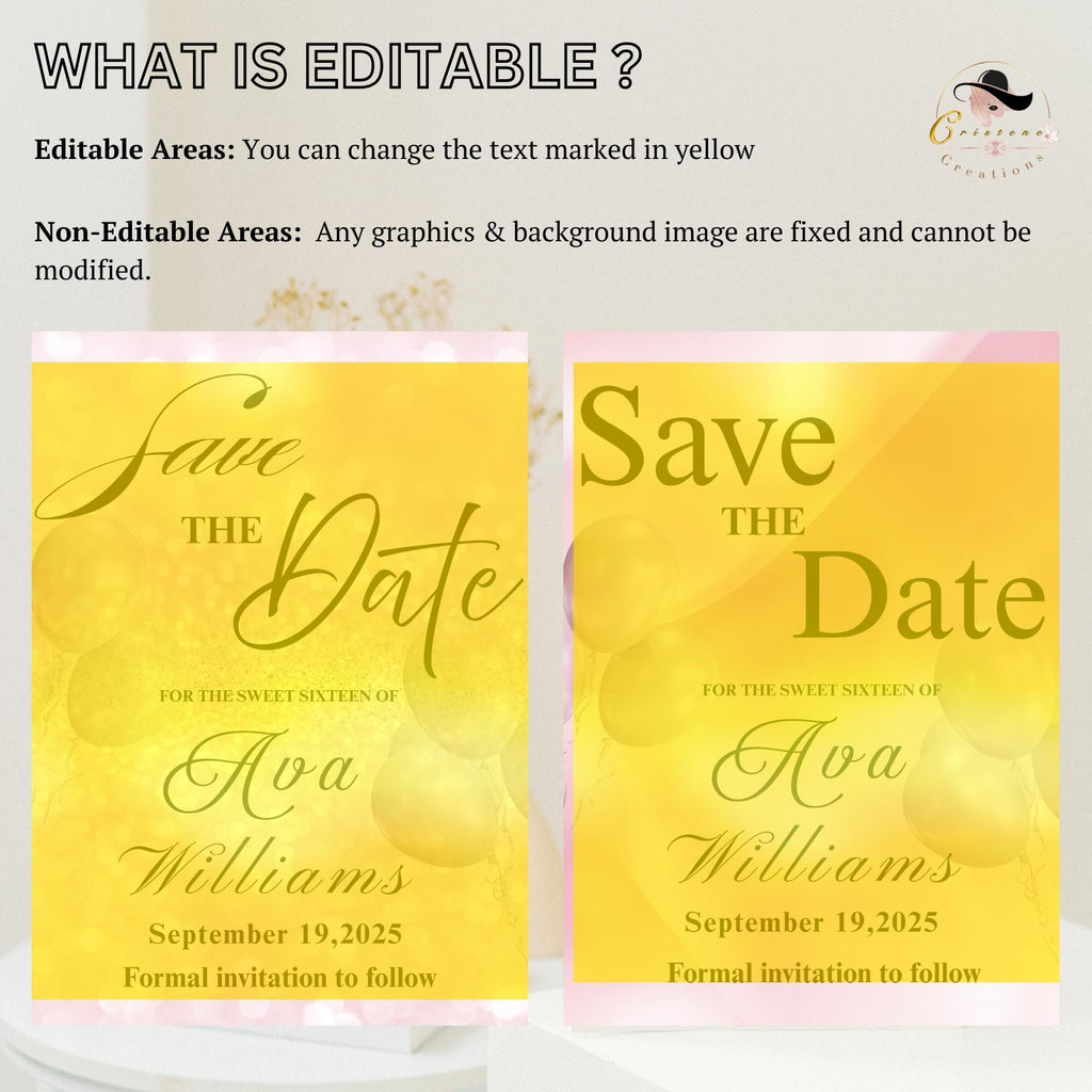 Digital Save the Date Birthday party invitation, Pink Bridal Shower invite, Sweet 16 Save the date card Retirement dinner Canva template