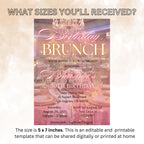 Digital Birthday Brunch Invitation Pink Floral Brunch Party invite Luxury Glam Brunch and Bubbly Ladies Garden Brunch Tea Party Template