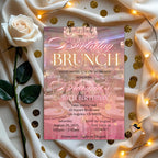 Digital Birthday Brunch Invitation Pink Floral Brunch Party invite Luxury Glam Brunch and Bubbly Ladies Garden Brunch Tea Party Template