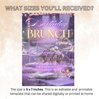 Purple Birthday Brunch Invitation Girl Digital Brunch party invite Glam Luxury Brunch Garden Tea Party Template Adult Lunch Floral invite