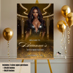Editable Birthday Welcome Sign Black gold Printable Retirement Party Signs Welcome poster board sign, Luxury party sign with photo Template