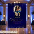 Editable Party Welcome Sign Navy Blue Gold Birthday Party sign with photo Welcome board sign Printable Retirement Party poster sign Template