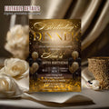 Digital Birthday Dinner Invitation Black gold Glam Dinner party invite Luxury Formal Dinner card woman, Editable Anniversary Dinner Template