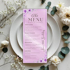 Purple Menu and Program Template Birthday party Menu Dinner, Retirement Program card Floral Menu card Printable Anniversary Program schedule