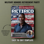 Men Retirement Party Invitation US Military Farewell party invite Patriotic Veteran Army Soldier Retirement Dinner Template with photo