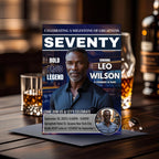 Men 70th Birthday Invitation Navy Blue Silver Digital 70th Birthday Dinner invite Seventieth Birthday Gentlemen Party with photo template