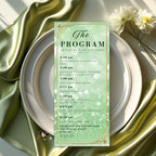 Menu and Program Template Green Gold Birthday Party Menu Program cards Printable, Elegant Dinner Menu card Editable Retirement Event Program