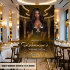 Editable Birthday Welcome Sign Black gold Printable Retirement Party Signs Welcome poster board sign, Luxury party sign with photo Template