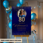 Editable Party Welcome Sign Navy Blue Gold Birthday Party sign with photo Welcome board sign Printable Retirement Party poster sign Template