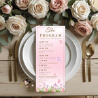 Editable Baby Shower Program Template Floral Garden Tea Baby Shower Itinerary Card Printable Butterfly Party Theme Order of event with photo