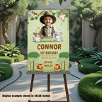 Safari Birthday Welcome Sign Kids Party sign Template Jungle Theme 1st Birthday Sign with photo Editable Wild One Printable Poster Board
