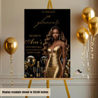 Editable Welcome Party Sign Black Gold Birthday Dinner Welcome Sign with photo Elegant Sign Board Printable Retirement Poster Sign Template