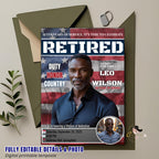 Men Retirement Party Invitation US Military Farewell party invite Patriotic Veteran Army Soldier Retirement Dinner Template with photo