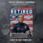 Digital Retirement Party Invitation Men Police Officer Farewell Party Invite Cops Retirement Celebration Law Enforcement Send off Template