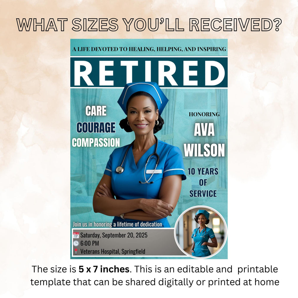 Editable Nurse Retirement Party Invitation Medical Farewell Invite Physician Doctor Retirement Dinner Template Retired Nurse photo invite